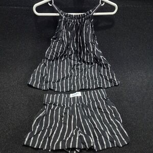 Old Navy Toddler Girls 3T Black White Striped Halter Top and Shorts Set